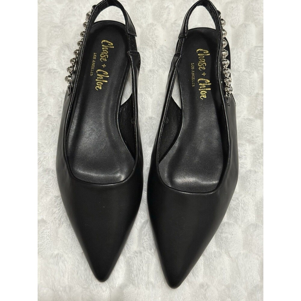 chase and chloe Women’s Rhinestone Sling back Flats